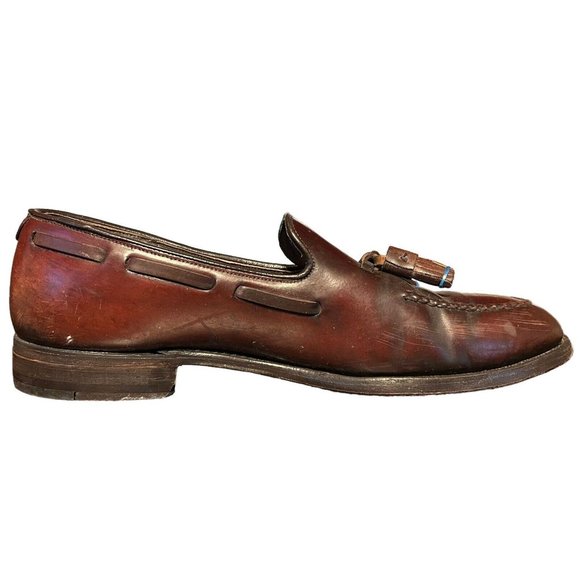 Vtg Johnston Murphy Burgundy Shell Cordovan Tassel Apron Toe Loafers Mens 9 C/A main image 4